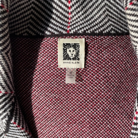 Anne Klein Black and White Herringbone Jacket with Red AccentsNWOT - Picture 2 of 6